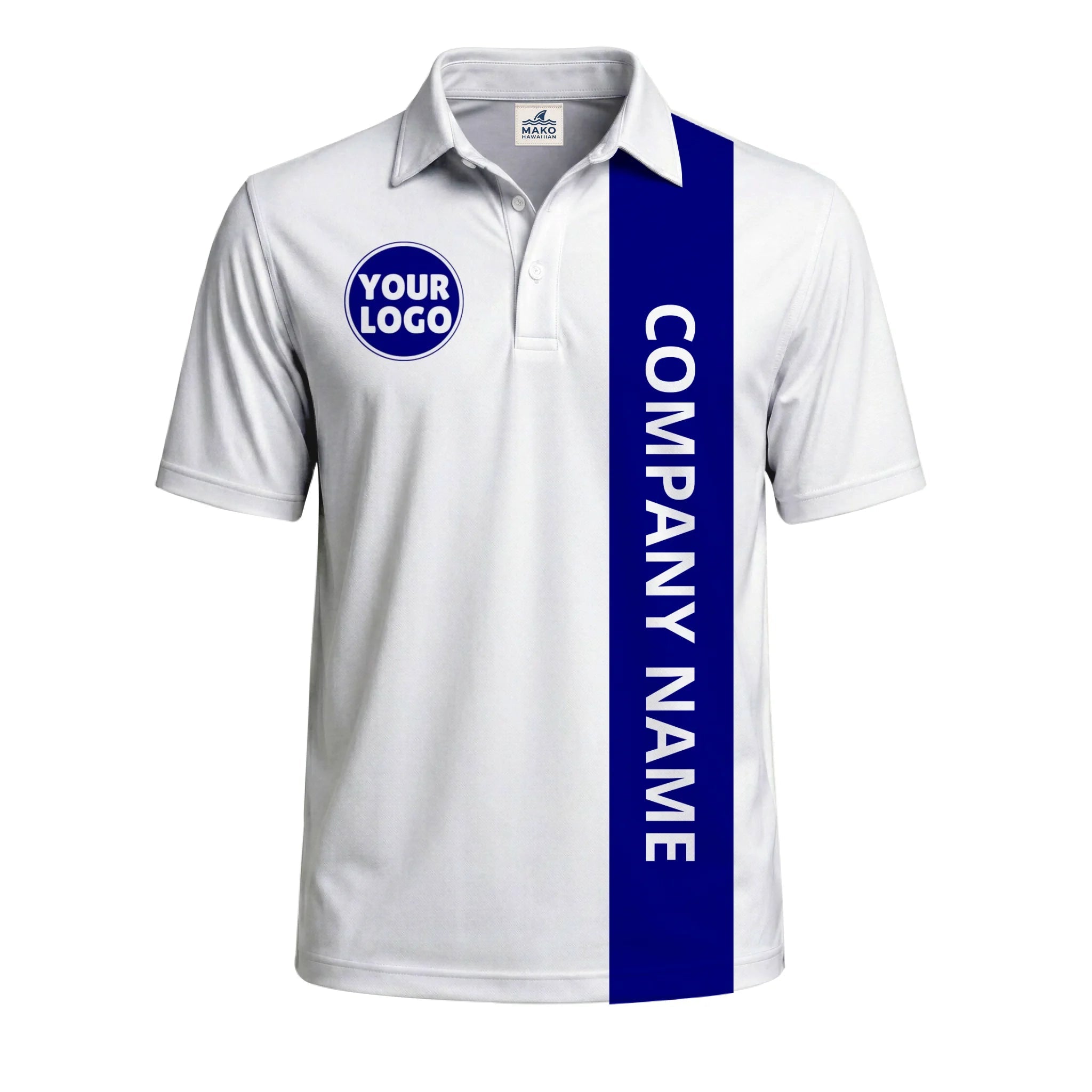 Corporate Vertical Stripe Polo Shirt With Custom Logo - Mako Hawaiian