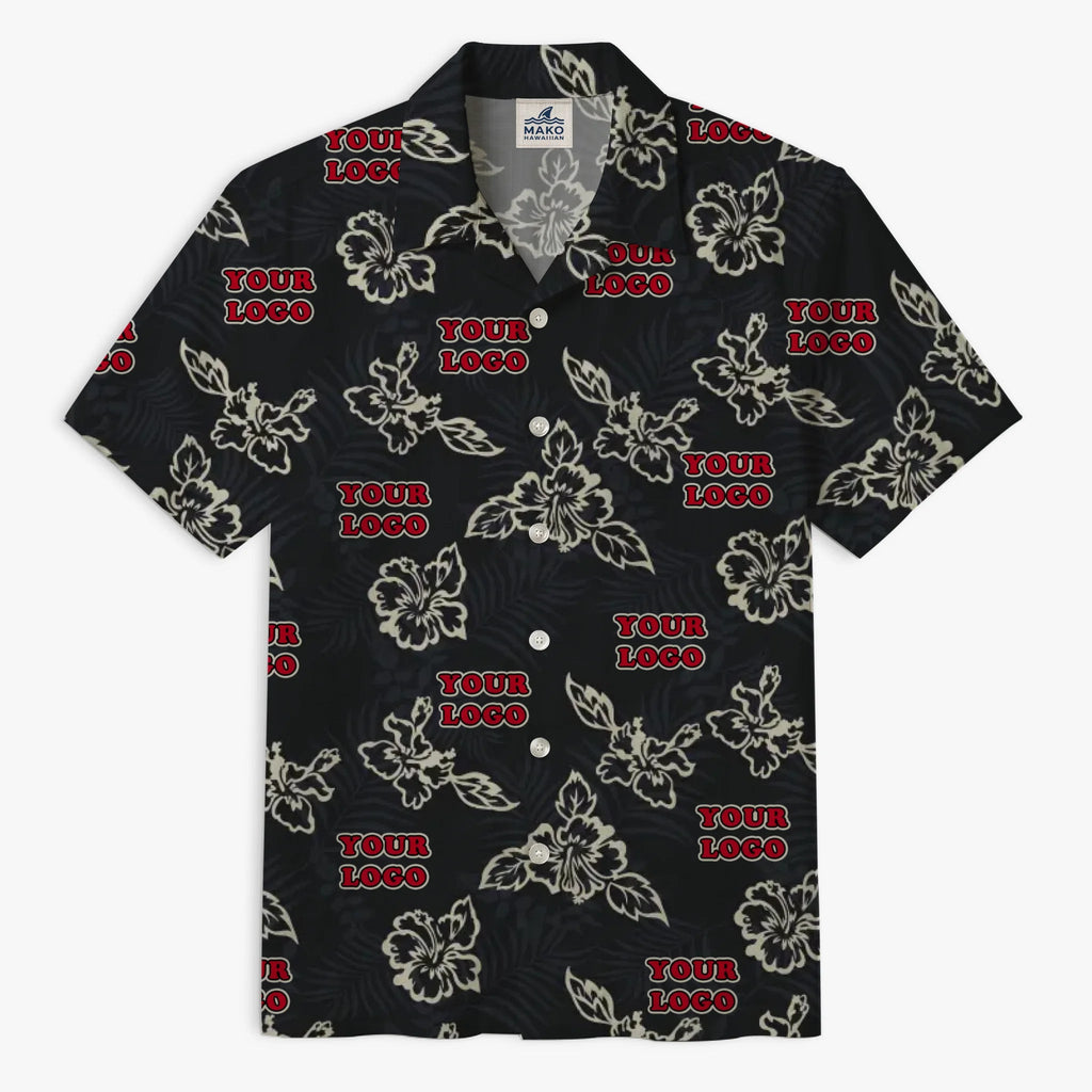Custom Black Hibiscus Hawaiian Shirt With Live Preview - Mako Hawaiian