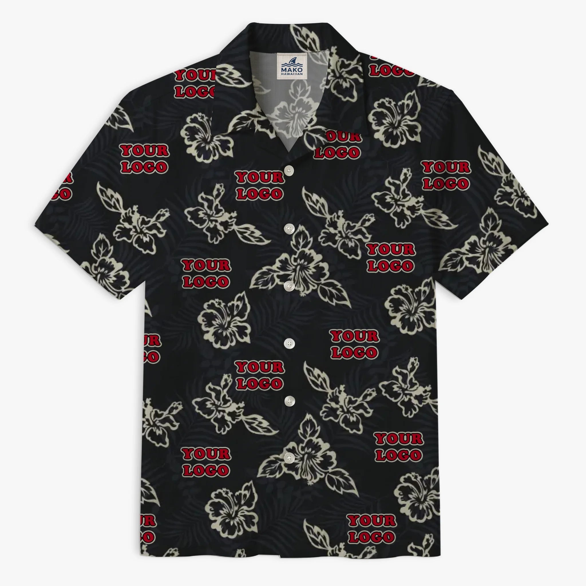 Custom Black Hibiscus Hawaiian Shirt With Live Preview - Mako Hawaiian