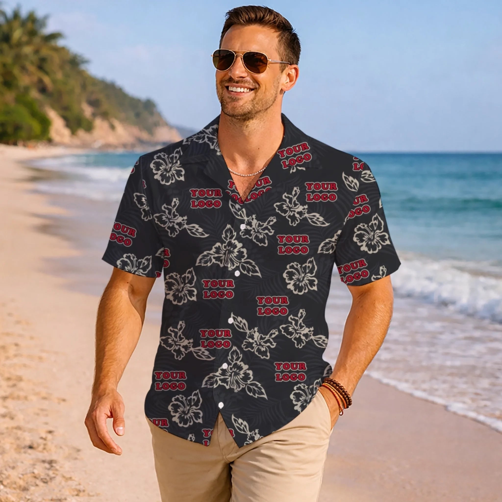Custom Black Hibiscus Hawaiian Shirt With Live Preview - Mako Hawaiian