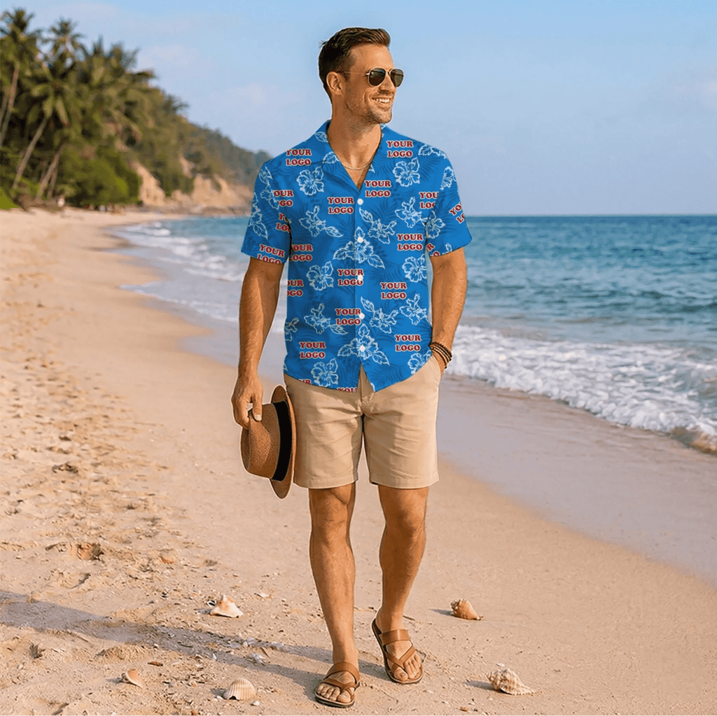 Custom Blue Hibiscus Hawaiian Shirt With Live Preview - Mako Hawaiian