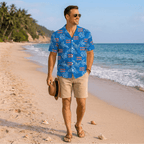 Custom Blue Hibiscus Hawaiian Shirt With Live Preview - Mako Hawaiian