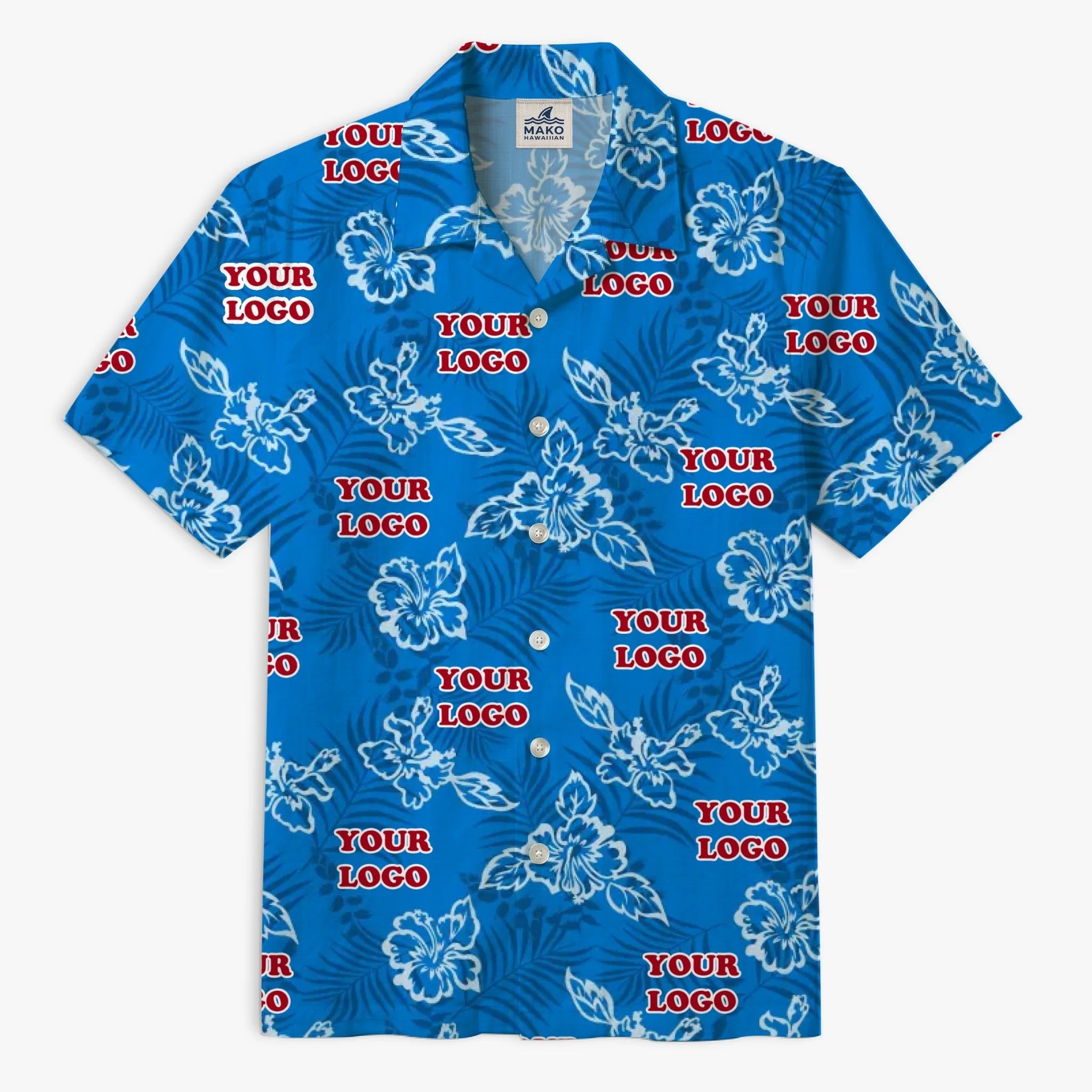 Custom Blue Hibiscus Hawaiian Shirt With Live Preview - Mako Hawaiian