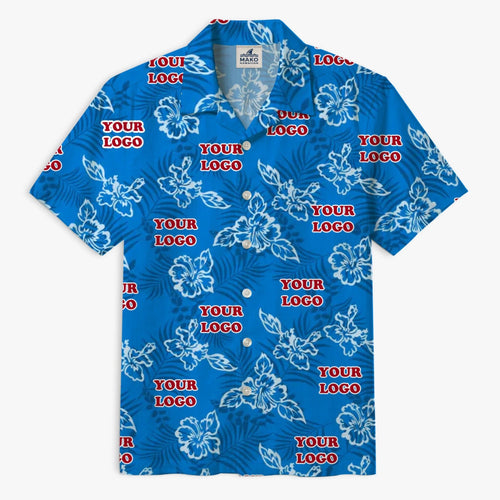 Custom Blue Hibiscus Hawaiian Shirt With Live Preview - Mako Hawaiian