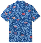 Custom Blue Hibiscus Hawaiian Shirt With Logo - Mako Hawaiian