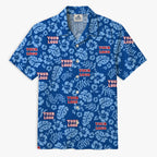 Custom Blue Hibiscus Hawaiian Shirt With Logo - Mako Hawaiian