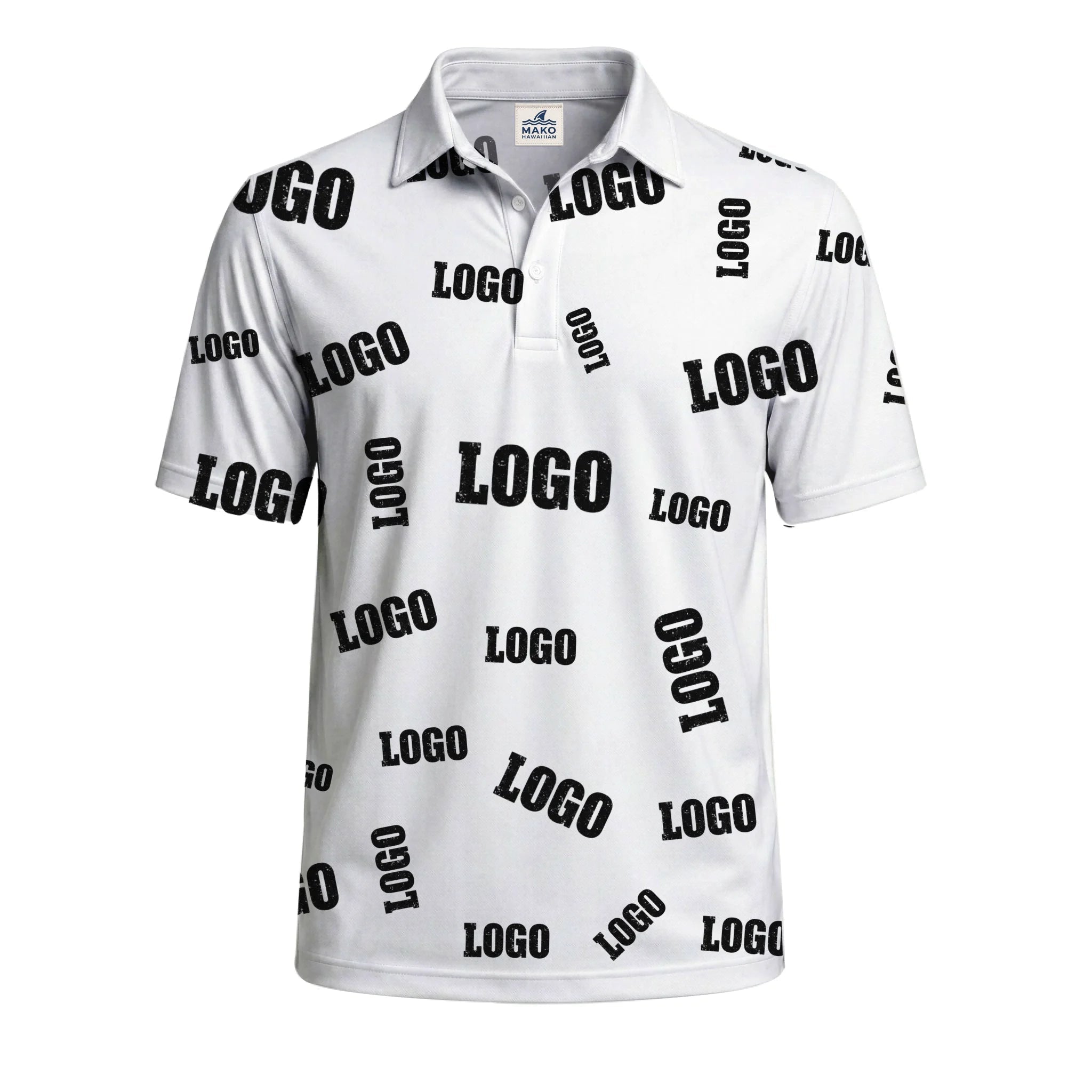Custom Brand Logo All-Over Print Polo Shirt - Mako Hawaiian