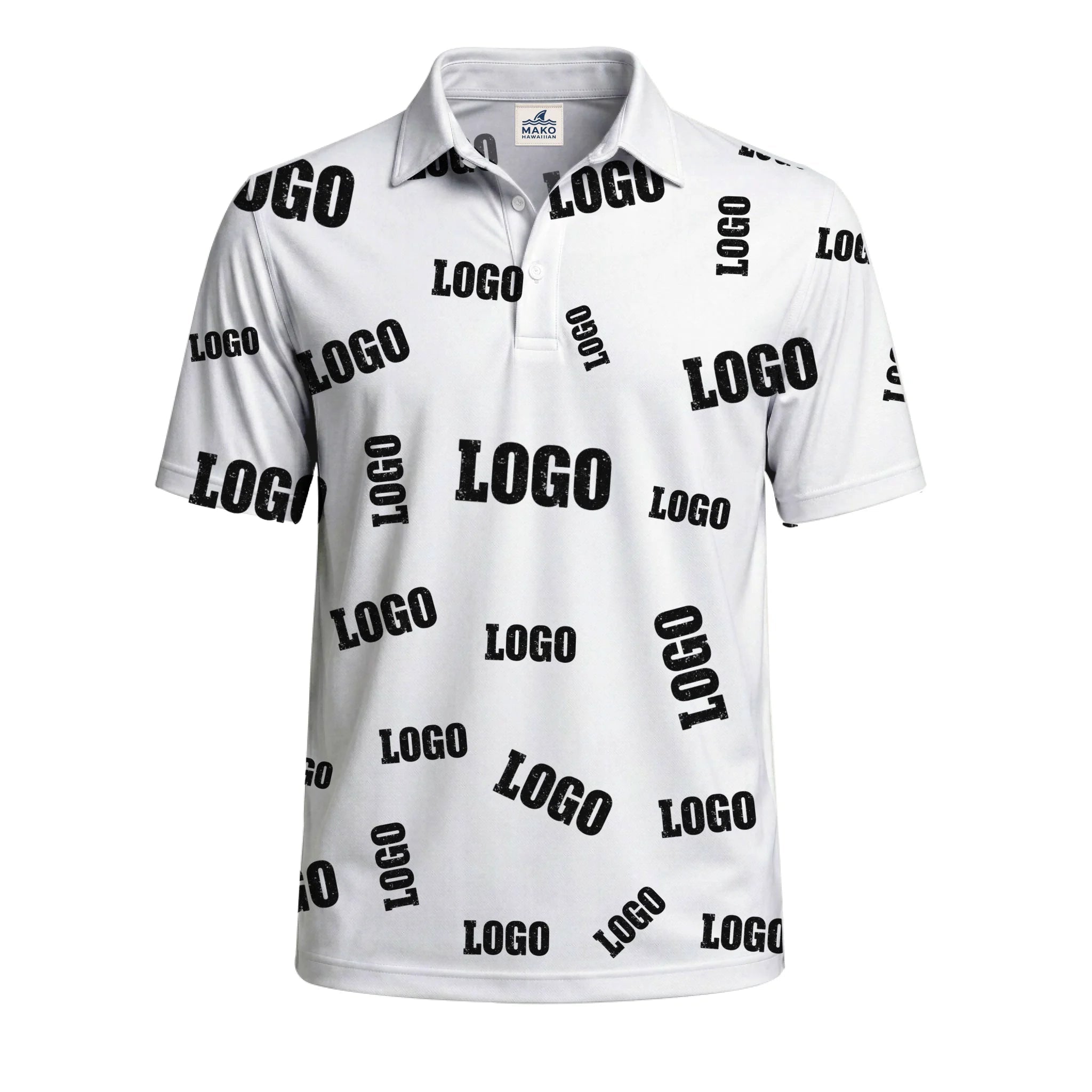 Custom Brand Logo All-Over Print Polo Shirt - Mako Hawaiian