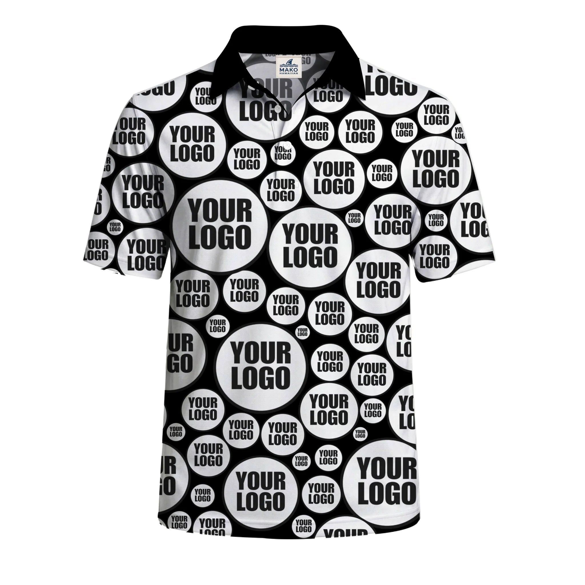 Custom Circle Logo Pattern Polo Shirt - Mako Hawaiian