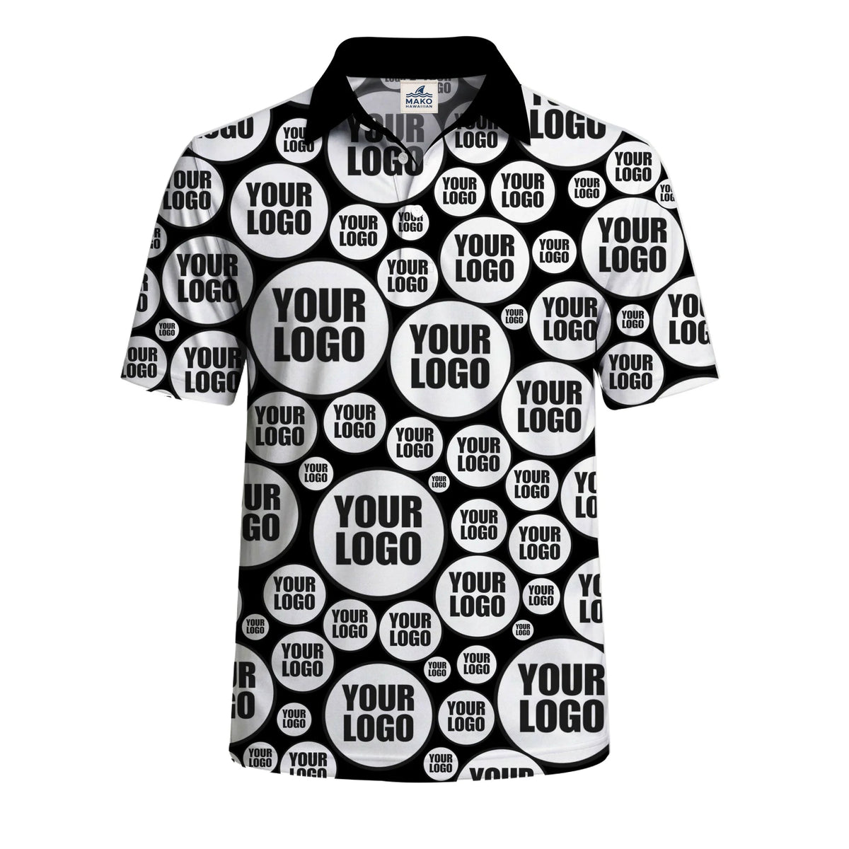 Custom Circle Logo Pattern Polo Shirt - Mako Hawaiian