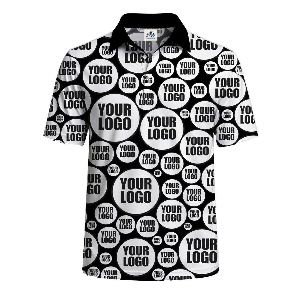 Custom Circle Logo Pattern Polo Shirt - Mako Hawaiian