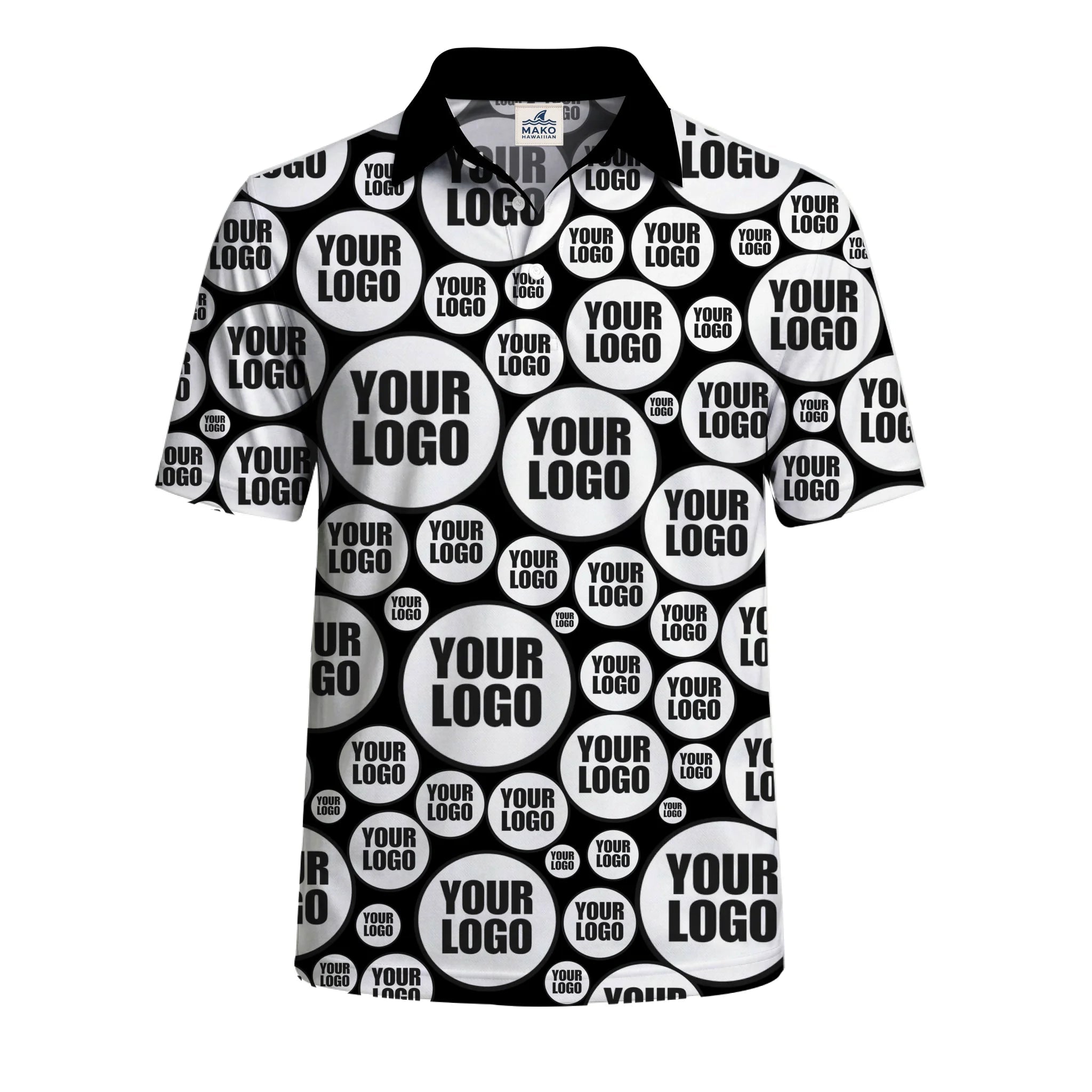 Custom Circle Logo Pattern Polo Shirt - Mako Hawaiian