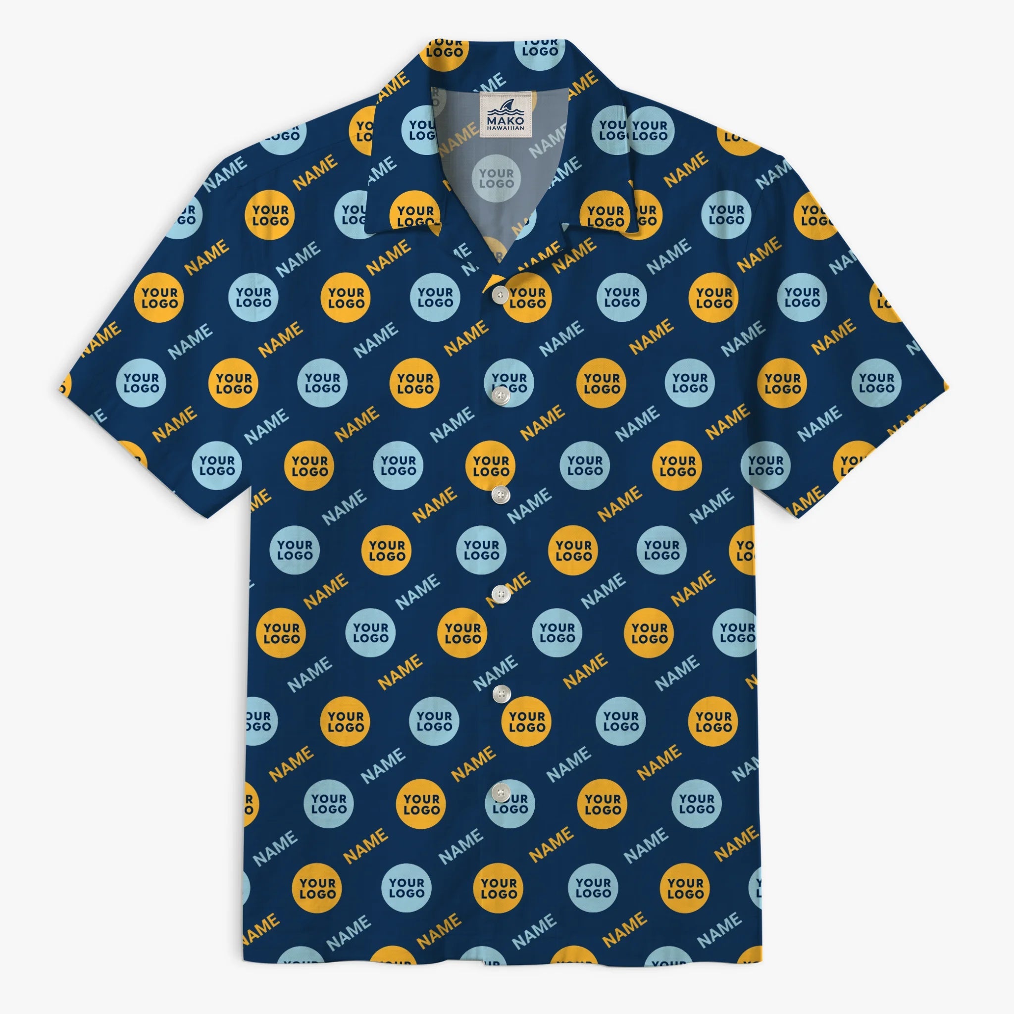 Custom Company Logo And Employee Name Hawaiian Shirt - Mako Hawaiian