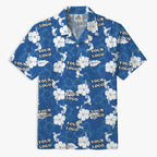 Custom Company Logo Hibiscus Blue Hawaiian Shirt - Mako Hawaiian