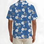 Custom Company Logo Hibiscus Blue Hawaiian Shirt - Mako Hawaiian