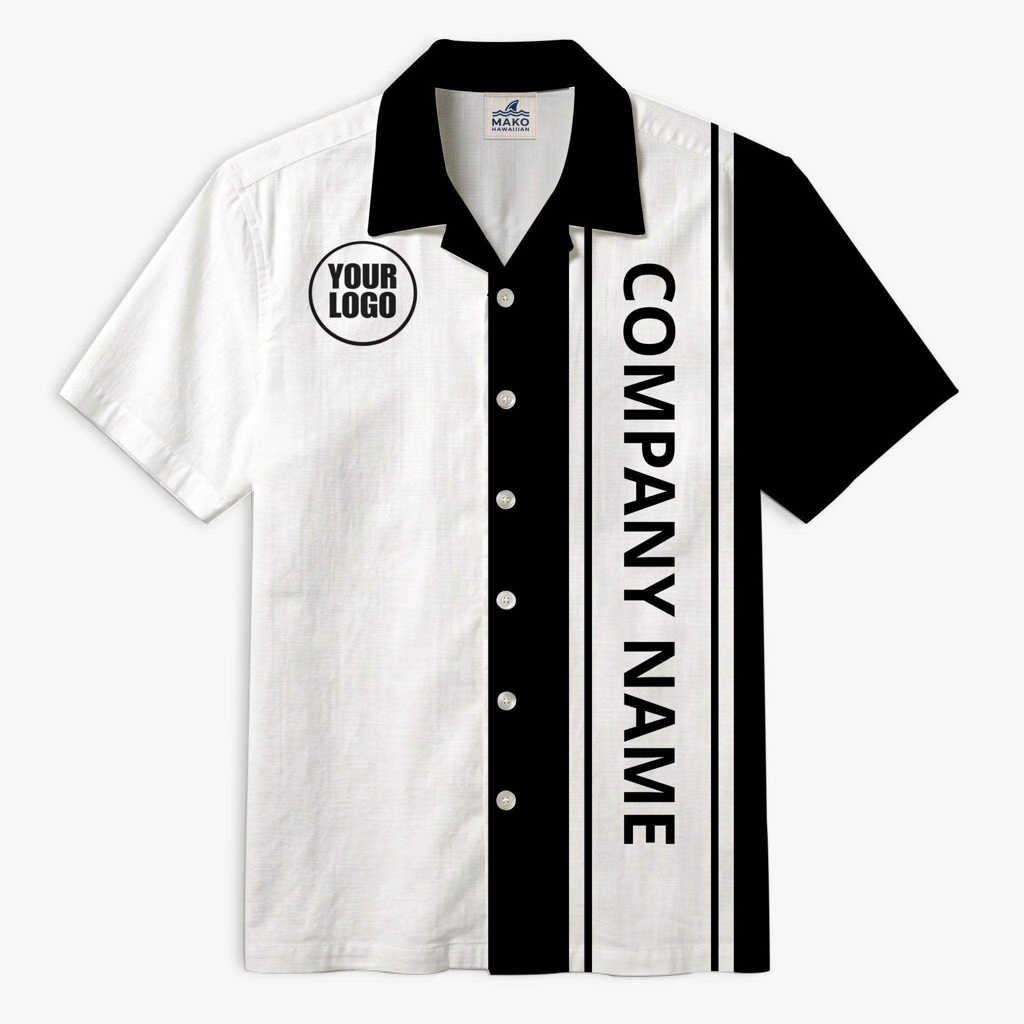 Custom Company Logo Stripe Uniform Hawaiian Shirt - Mako Hawaiian