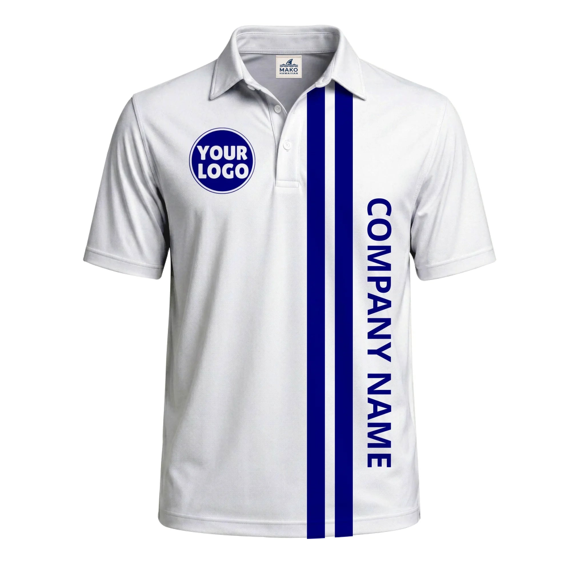 Custom Company Uniform Polo Shirt With Logo And Slogan - Mako Hawaiian