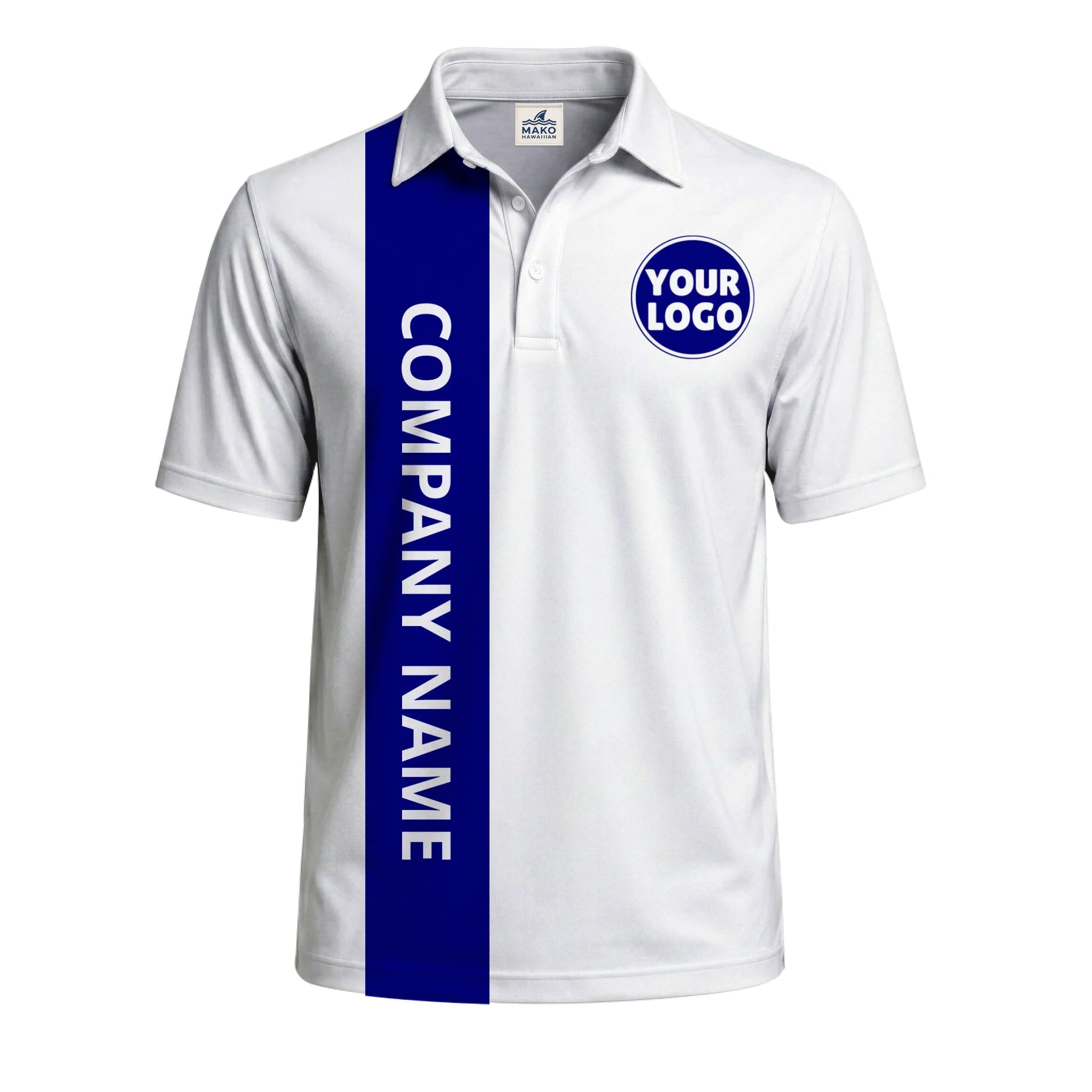 Custom Executive Split Panel Polo Shirt With Logo - Mako Hawaiian