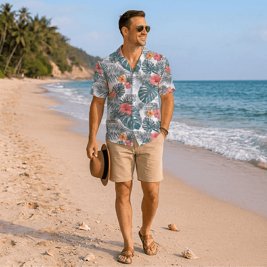 Custom Floral Hibiscus Hawaiian Shirt With Logo For Teams - Mako Hawaiian