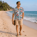 Custom Floral Hibiscus Hawaiian Shirt With Logo For Teams - Mako Hawaiian