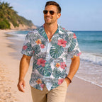 Custom Floral Hibiscus Hawaiian Shirt With Logo For Teams - Mako Hawaiian