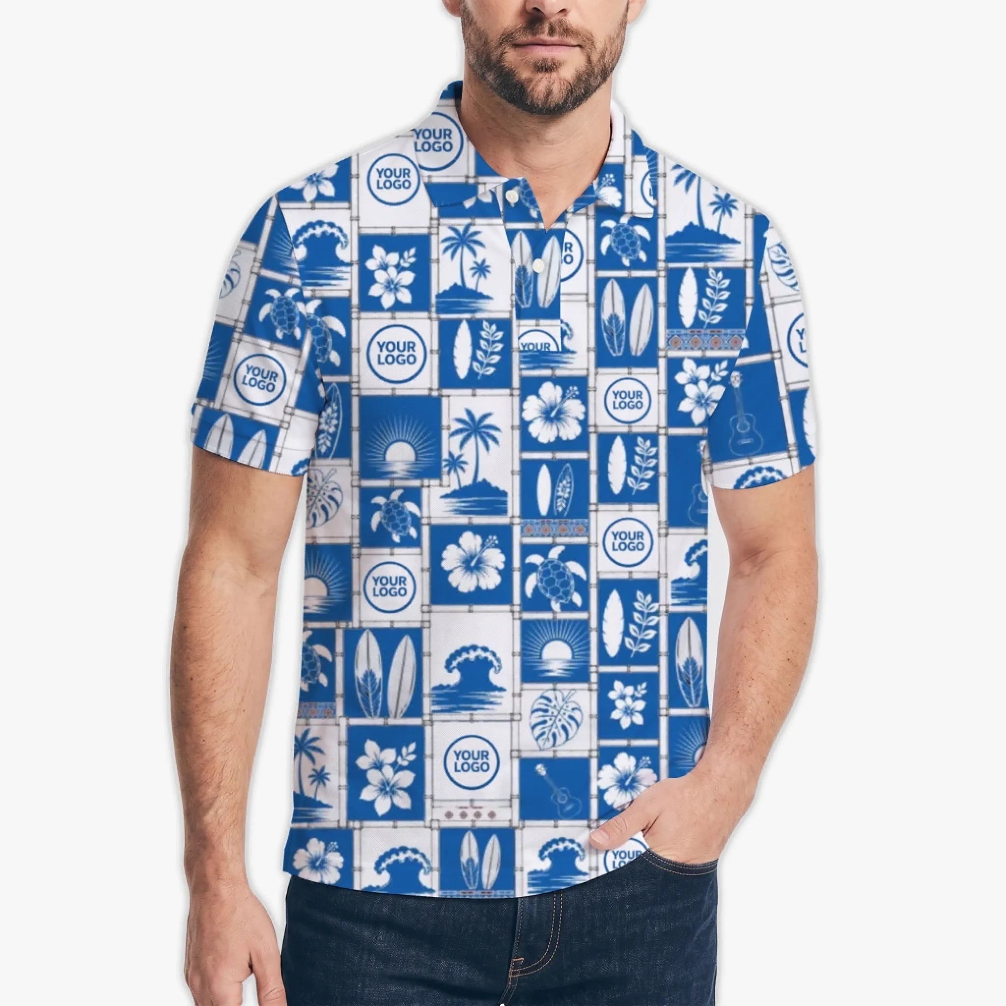 Custom Hibiscus Polo Shirt With Preview - Mako Hawaiian