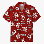 Custom Multiple Logos Red Hawaiian Shirt No Minimum - Mako Hawaiian