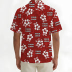 Custom Multiple Logos Red Hawaiian Shirt No Minimum - Mako Hawaiian