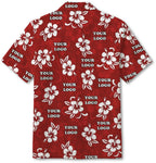 Custom Multiple Logos Red Hawaiian Shirt No Minimum - Mako Hawaiian