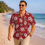 Custom Multiple Logos Red Hawaiian Shirt No Minimum - Mako Hawaiian