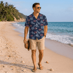 Custom Navy Hibiscus Hawaiian Shirt With Live Preview - Mako Hawaiian