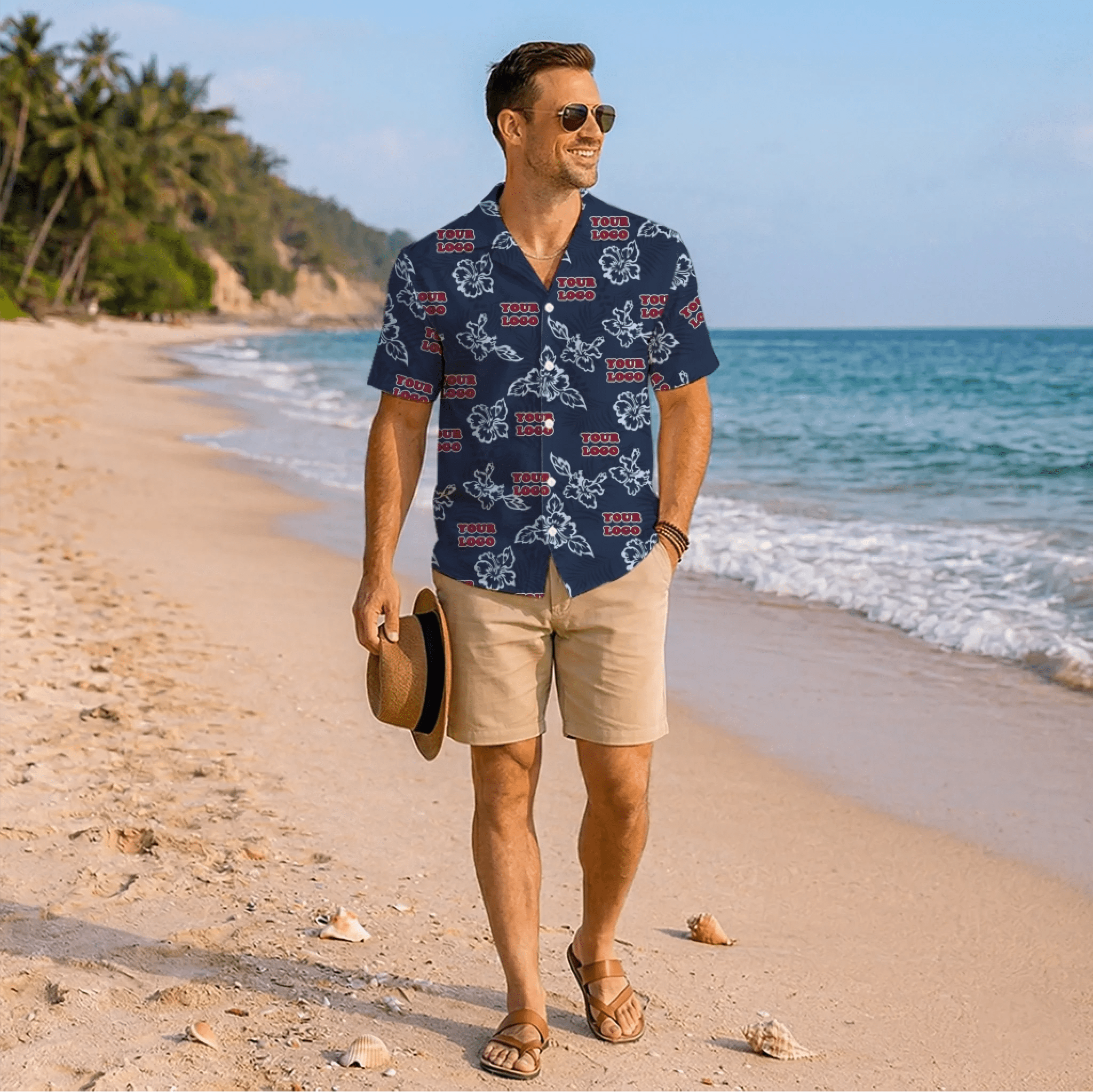 Custom Navy Hibiscus Hawaiian Shirt With Live Preview - Mako Hawaiian