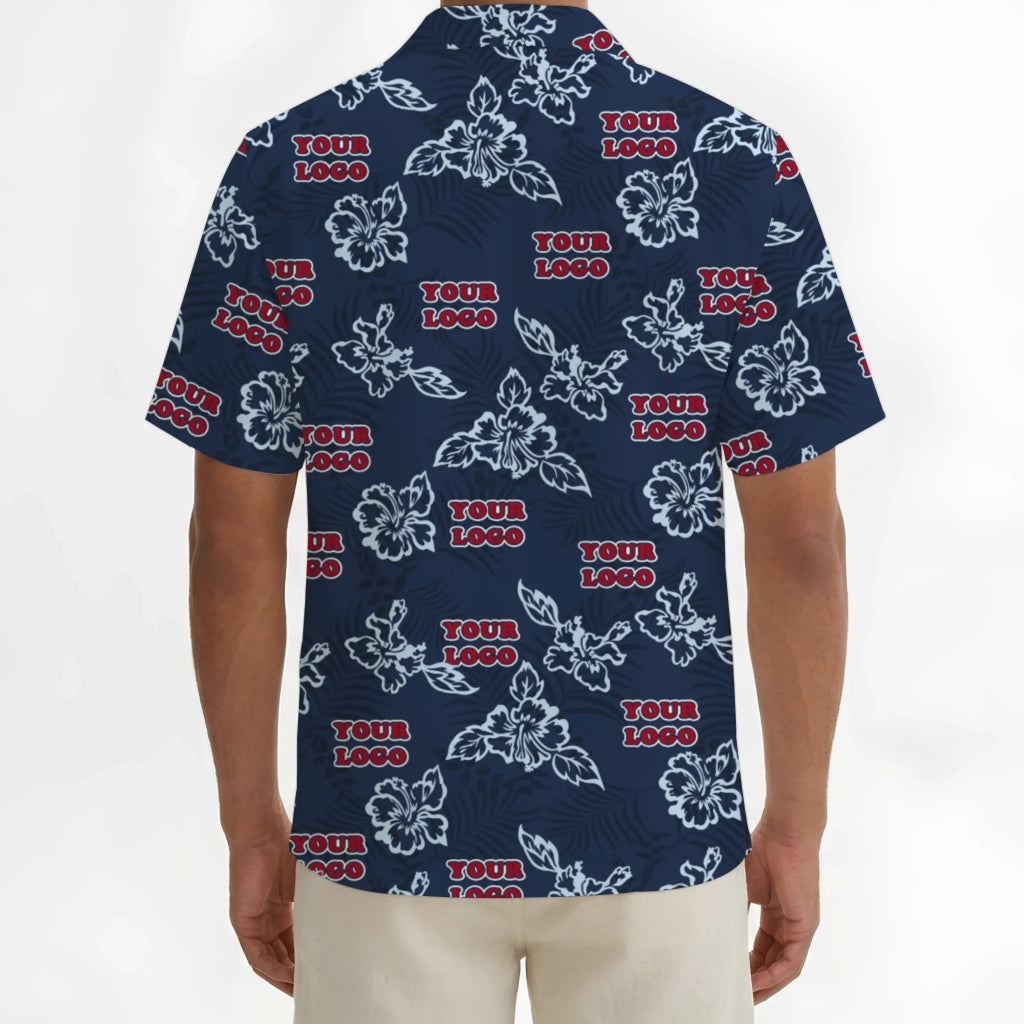 Custom Navy Hibiscus Hawaiian Shirt With Live Preview - Mako Hawaiian