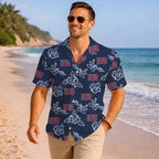 Custom Navy Hibiscus Hawaiian Shirt With Live Preview - Mako Hawaiian