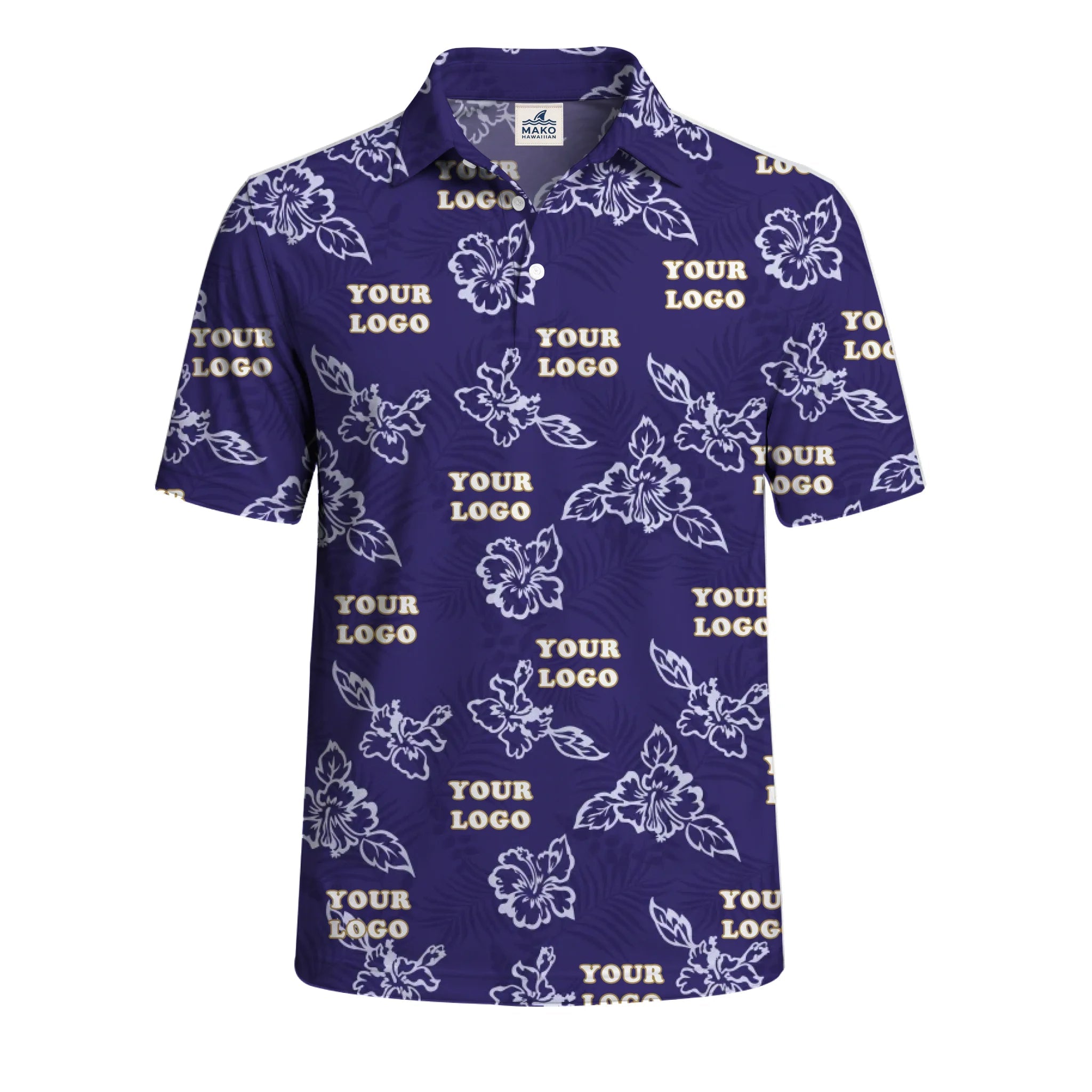 Custom Purple Hibiscus Polo Shirt With Live Preview - Mako Hawaiian