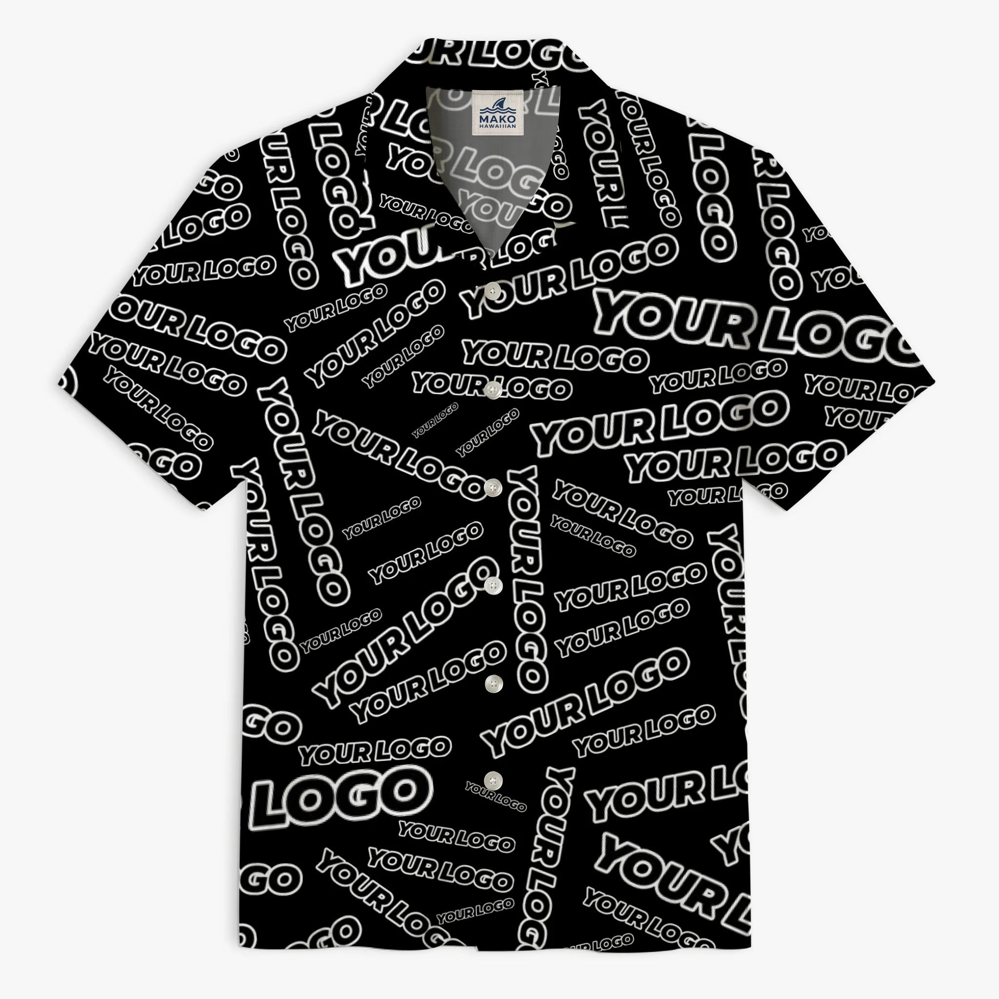 Custom Random Text Logo Hawaiian Shirt With Live Preview - Mako Hawaiian