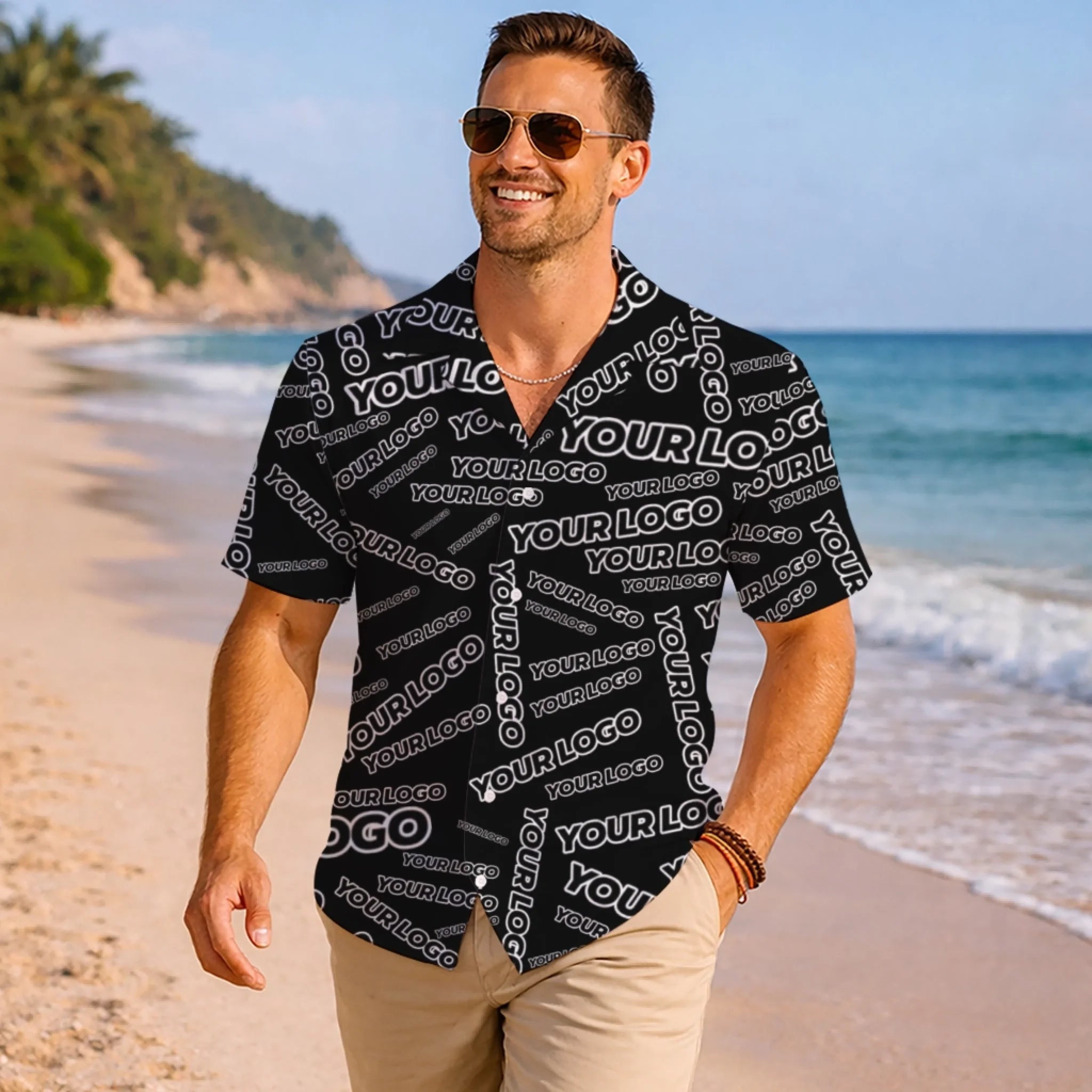 Custom Random Text Logo Hawaiian Shirt With Live Preview - Mako Hawaiian