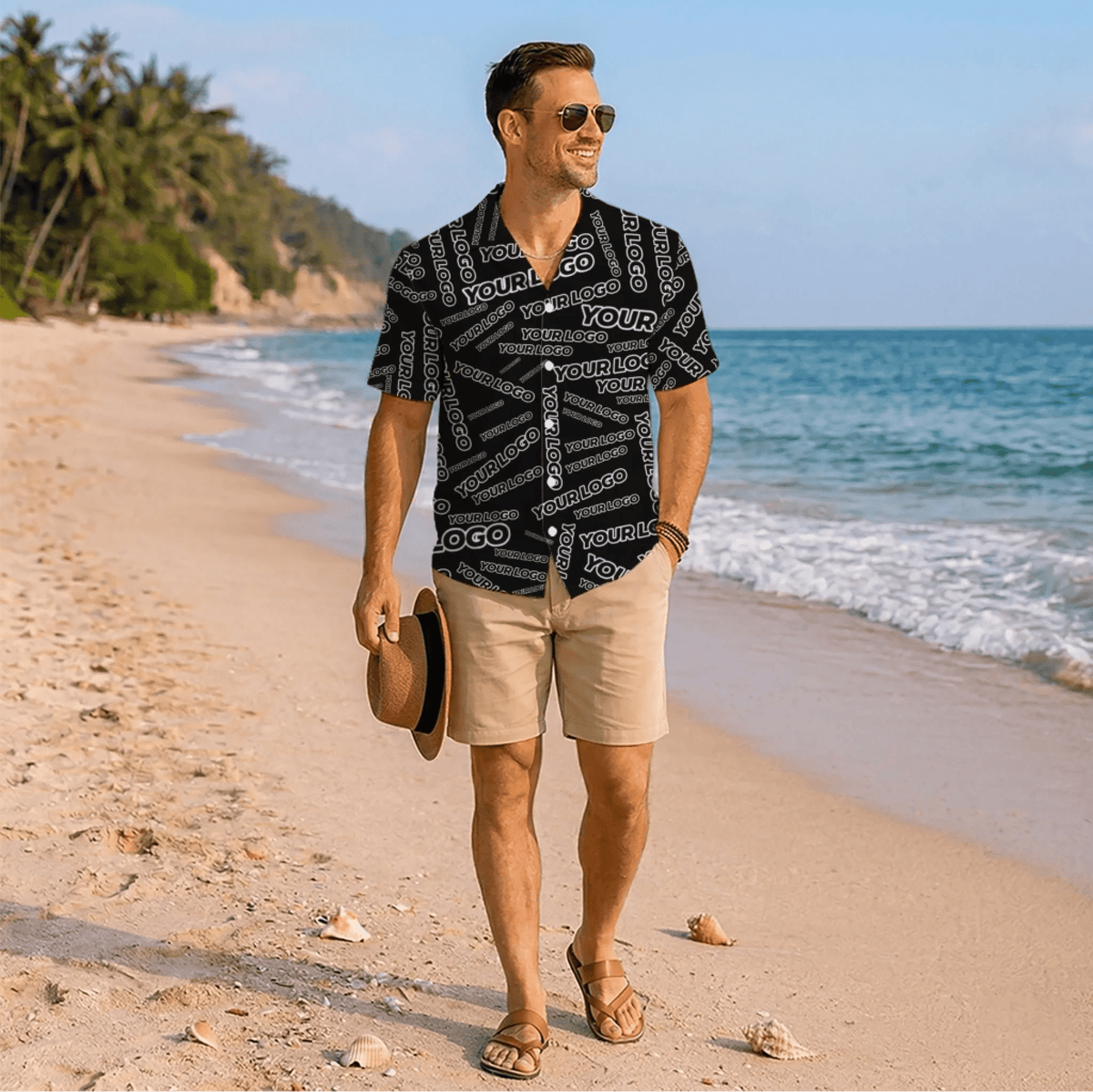 Custom Random Text Logo Hawaiian Shirt With Live Preview - Mako Hawaiian