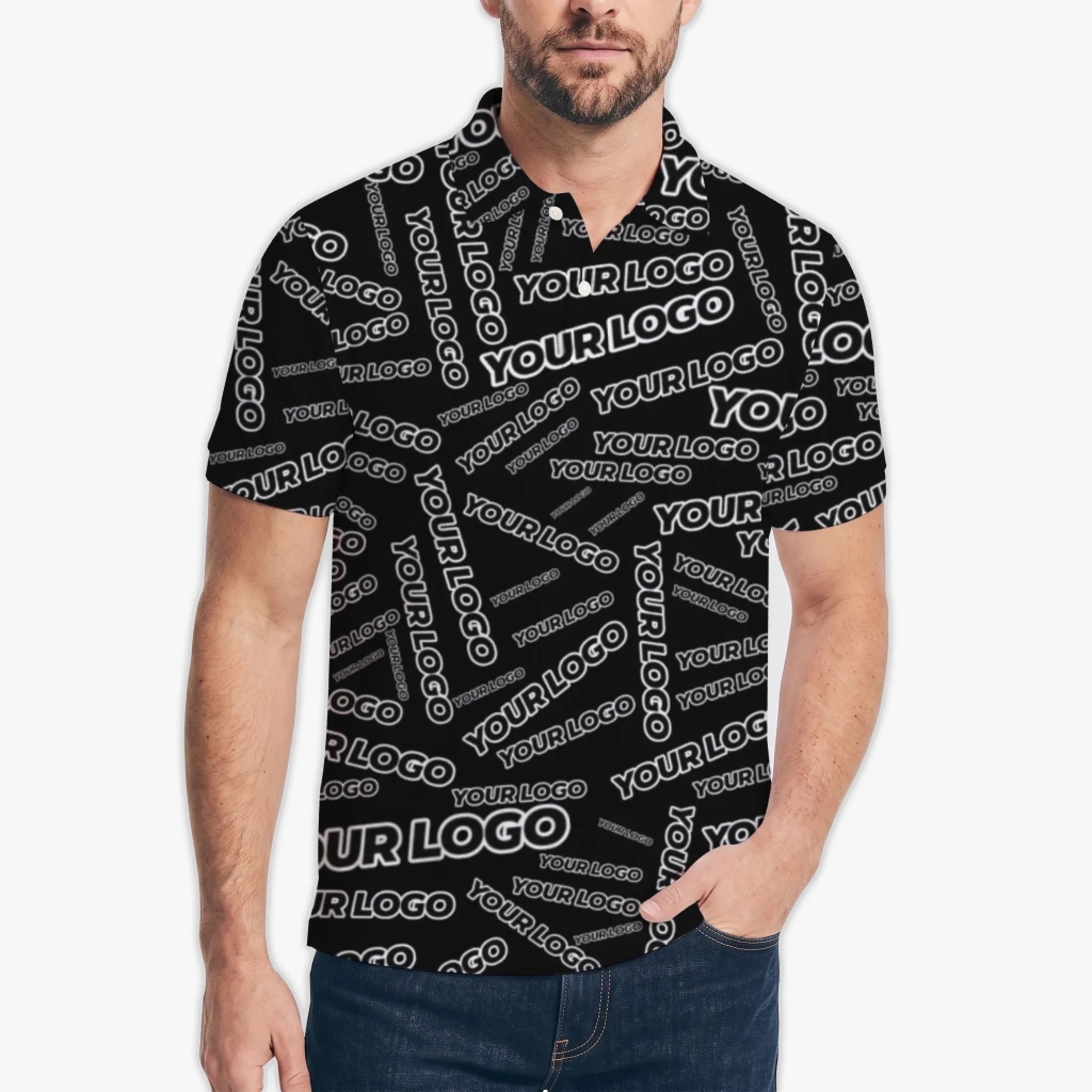 Custom Random Text Logo Polo Shirt With Live Preview - Mako Hawaiian