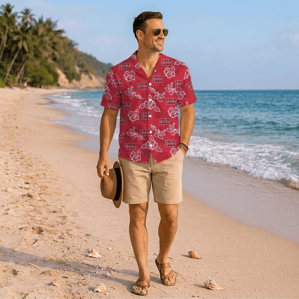 Custom Red Hibiscus Hawaiian Shirt With Live Preview - Mako Hawaiian
