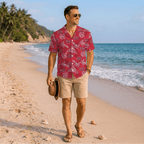 Custom Red Hibiscus Hawaiian Shirt With Live Preview - Mako Hawaiian
