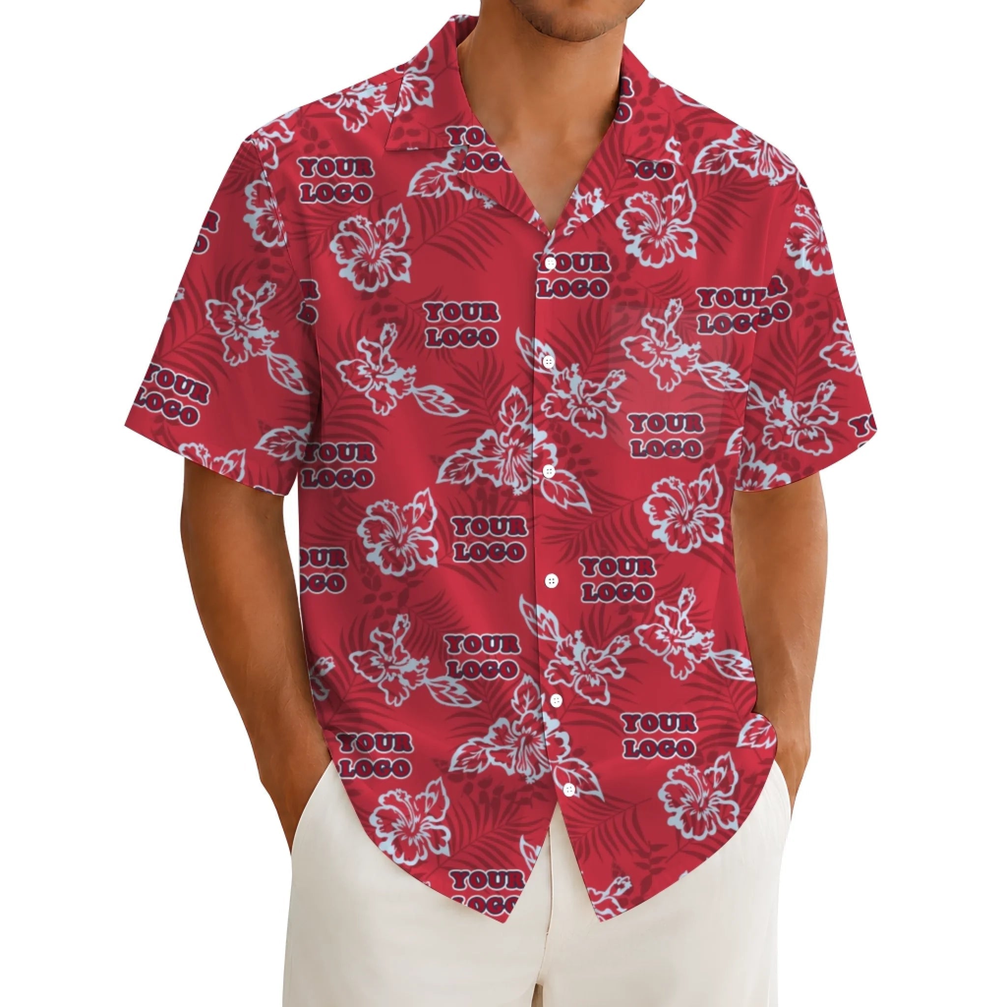 Custom Red Hibiscus Hawaiian Shirt With Live Preview - Mako Hawaiian