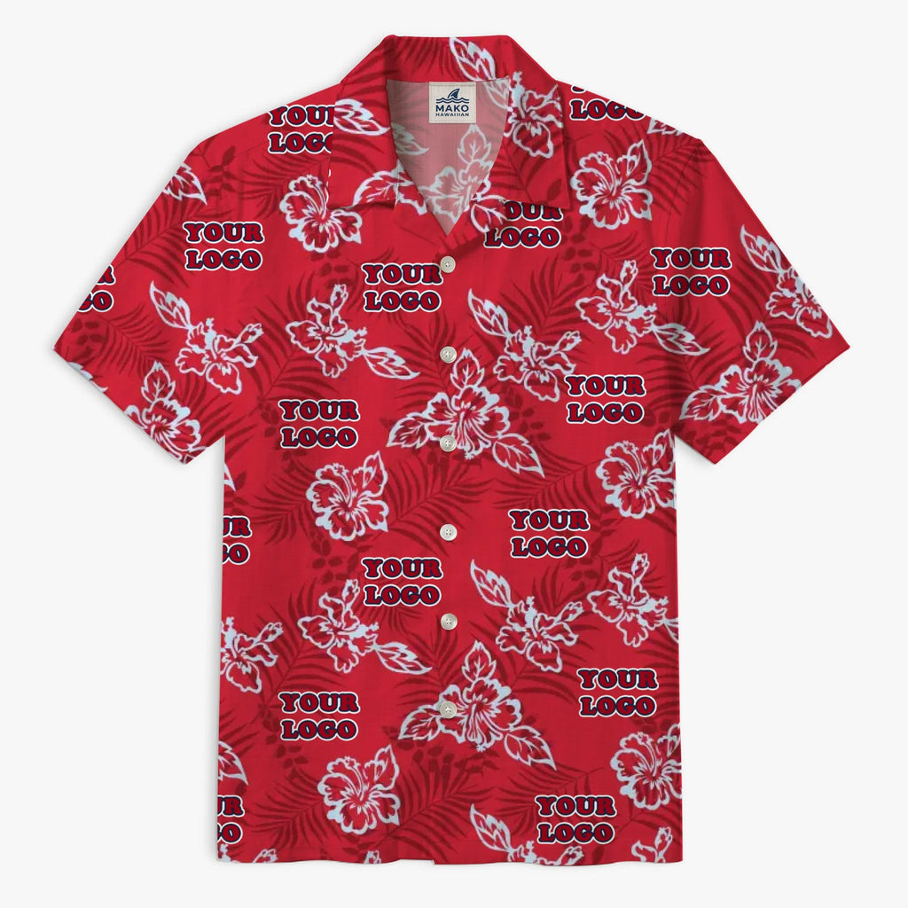 Custom Red Hibiscus Hawaiian Shirt With Live Preview - Mako Hawaiian