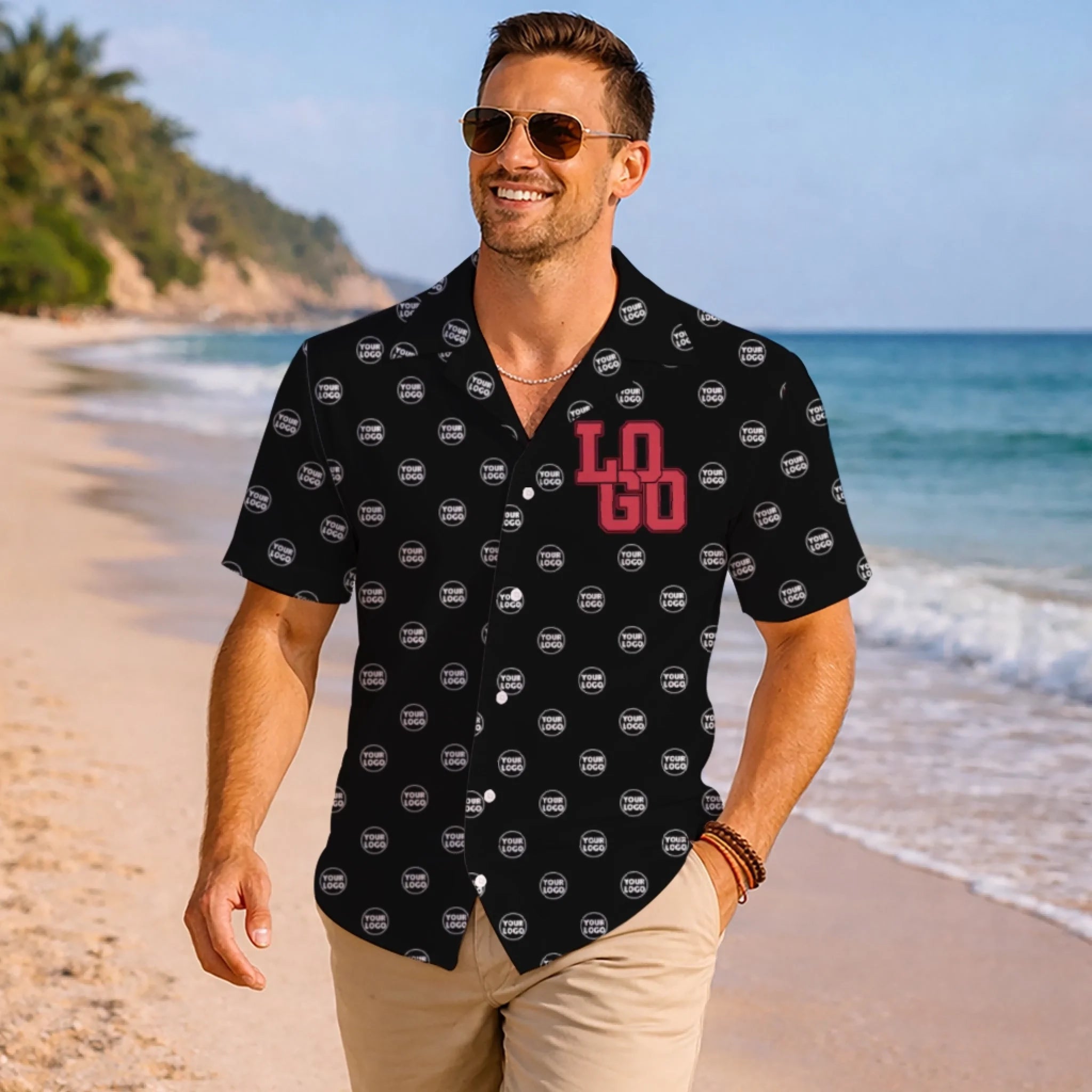 Custom Small Logo Hawaiian Shirt For Business - Mako Hawaiian