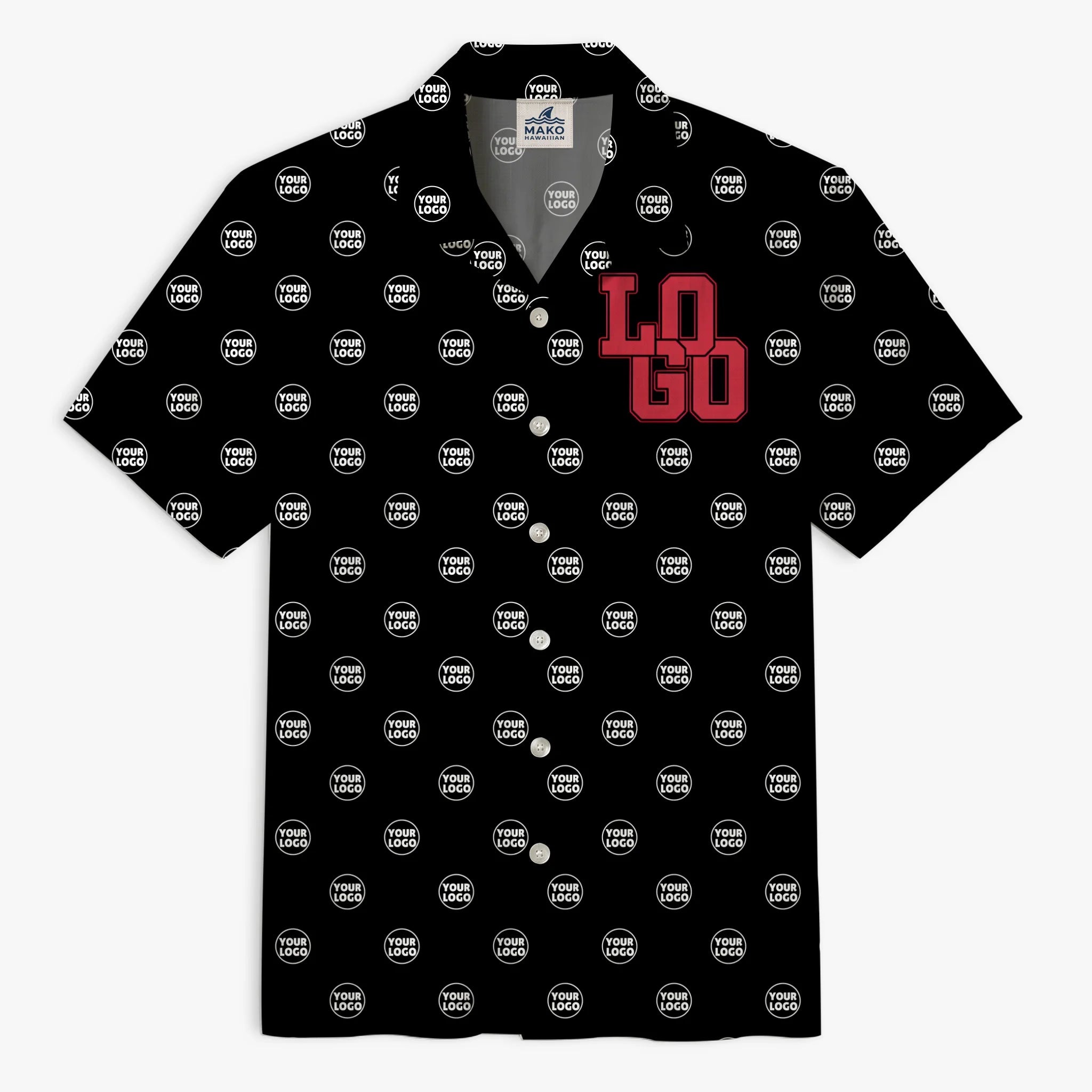 Custom Small Logo Hawaiian Shirt For Business - Mako Hawaiian