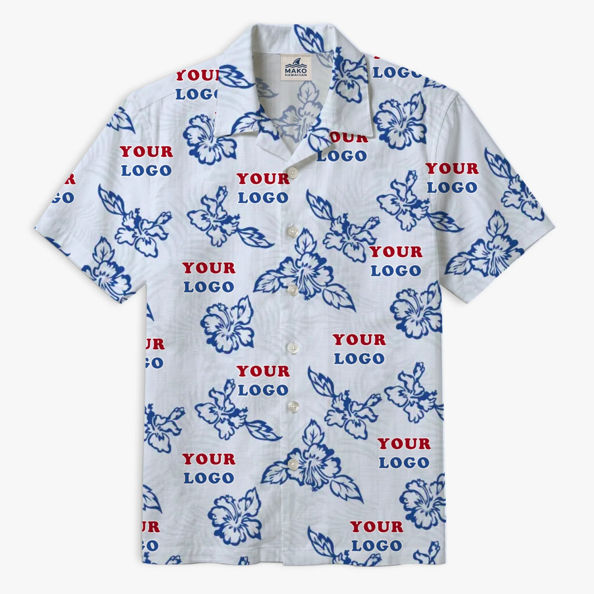 Custom White Hibiscus Hawaiian Shirt With Live Preview - Mako Hawaiian