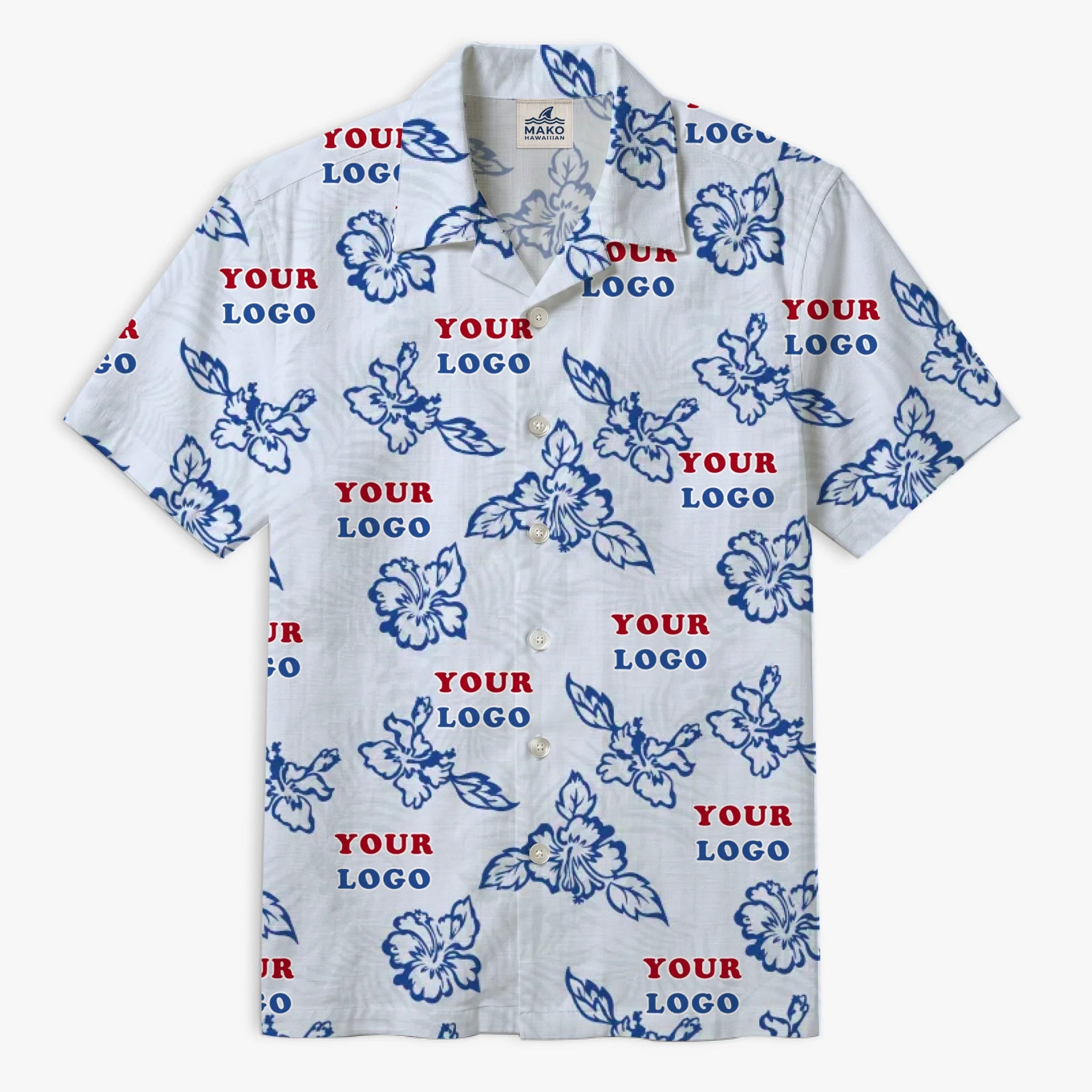 Custom White Hibiscus Hawaiian Shirt With Live Preview - Mako Hawaiian