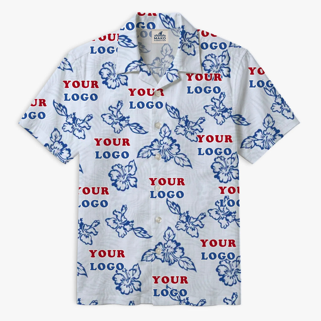 Custom White Hibiscus Hawaiian Shirt With Live Preview - Mako Hawaiian