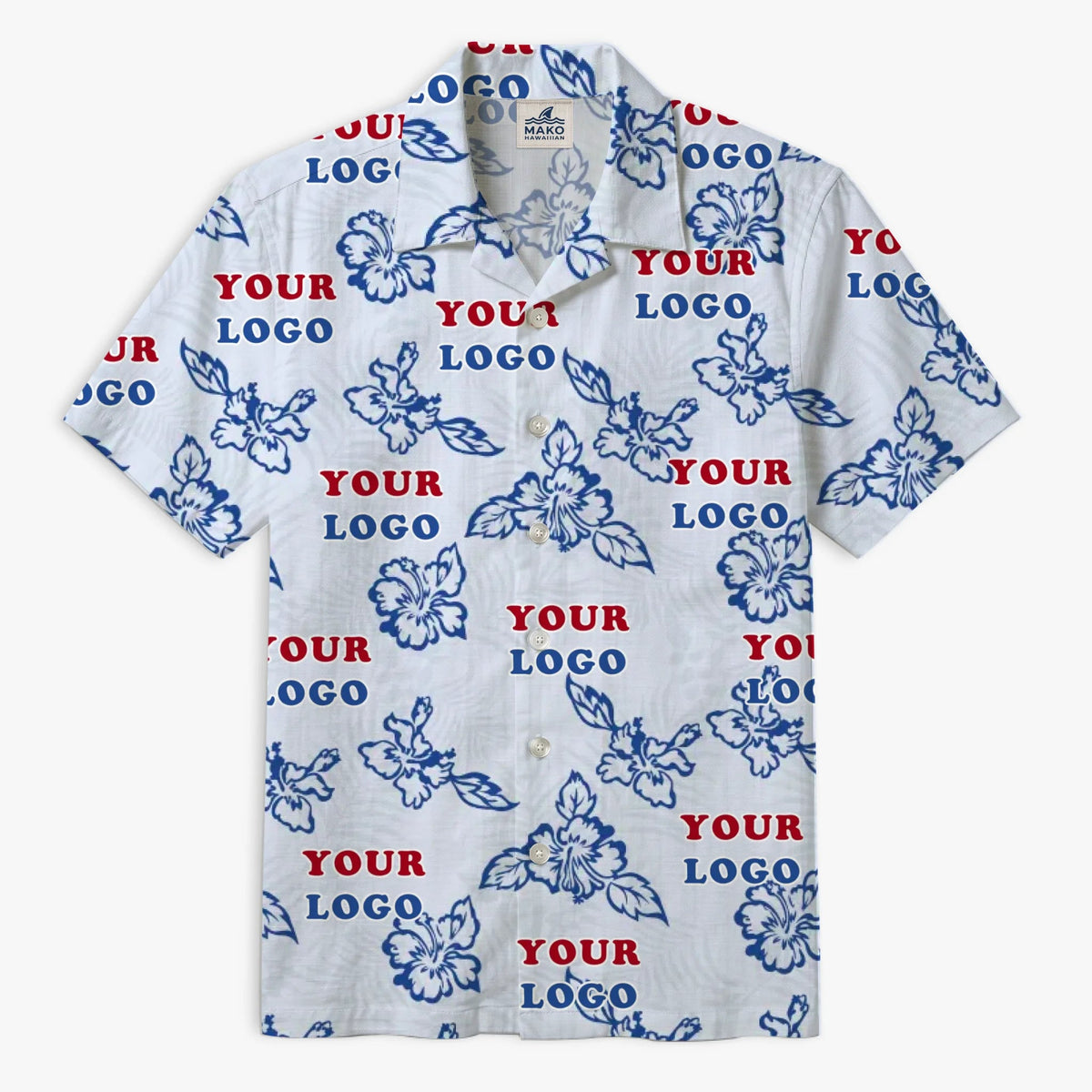 Custom White Hibiscus Hawaiian Shirt With Live Preview - Mako Hawaiian