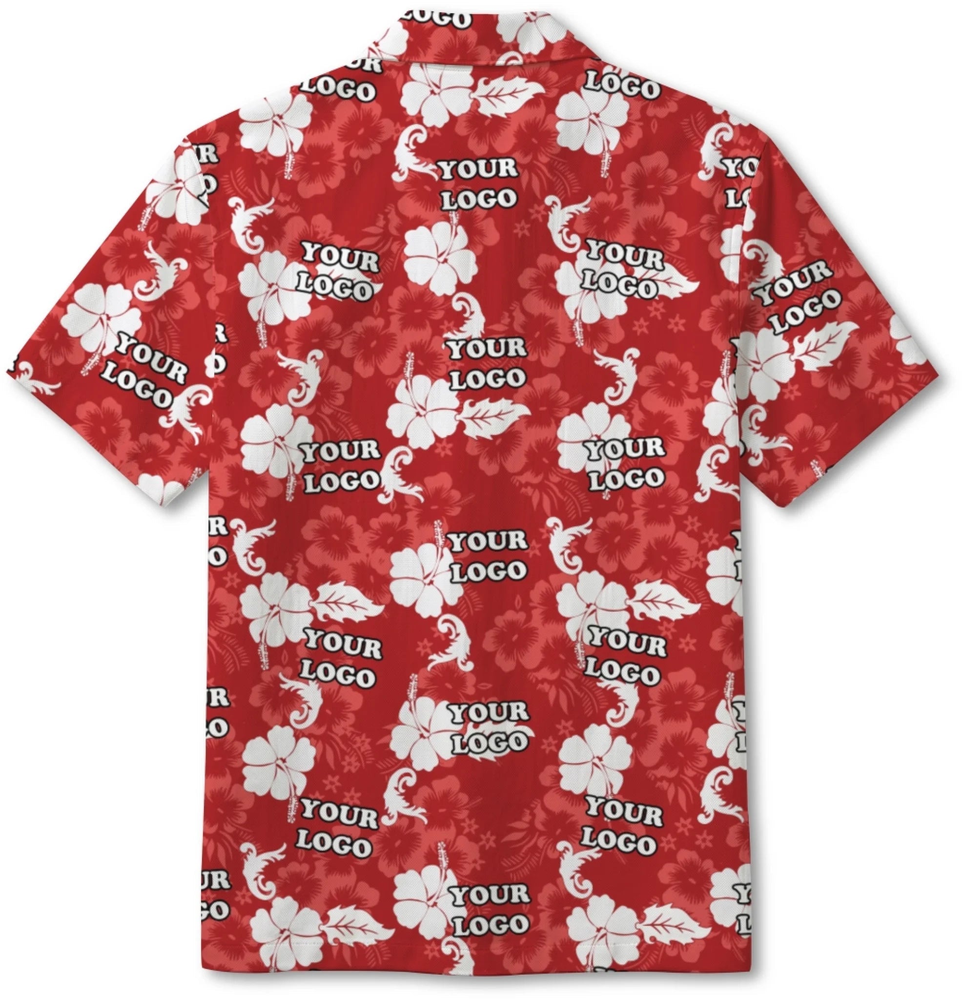 Floral Red Hawaiian Shirt With Custom Logo For Brand - Mako Hawaiian